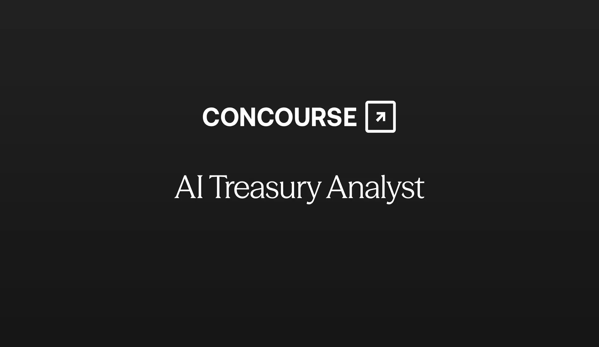 Concourse "AI Treasury Analyst" cover graphic: the Concourse wordmark and title in white on a dark background.